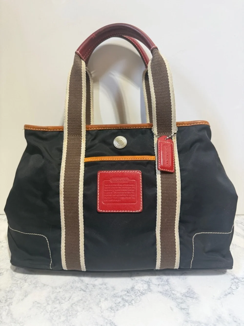 Coach Y2K black red Weekend Hampton Nylon “Inside-Out” small Tote bag